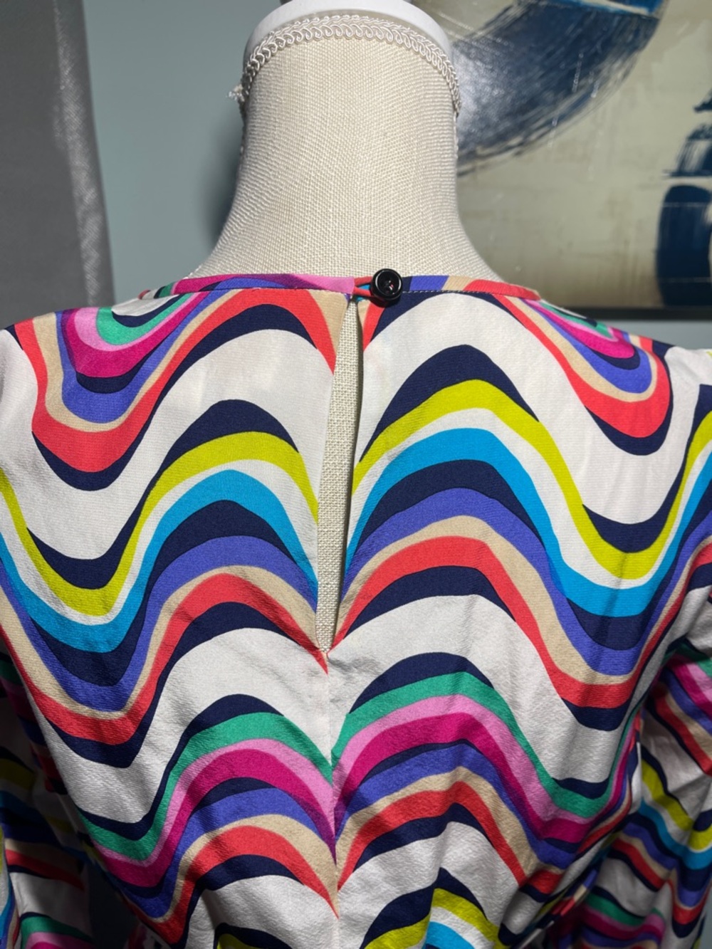 Kate Spade NY Silk Blend Brighton Zari Dress Size 10 Multicolor Wave Stripe - Picture 4 of 9